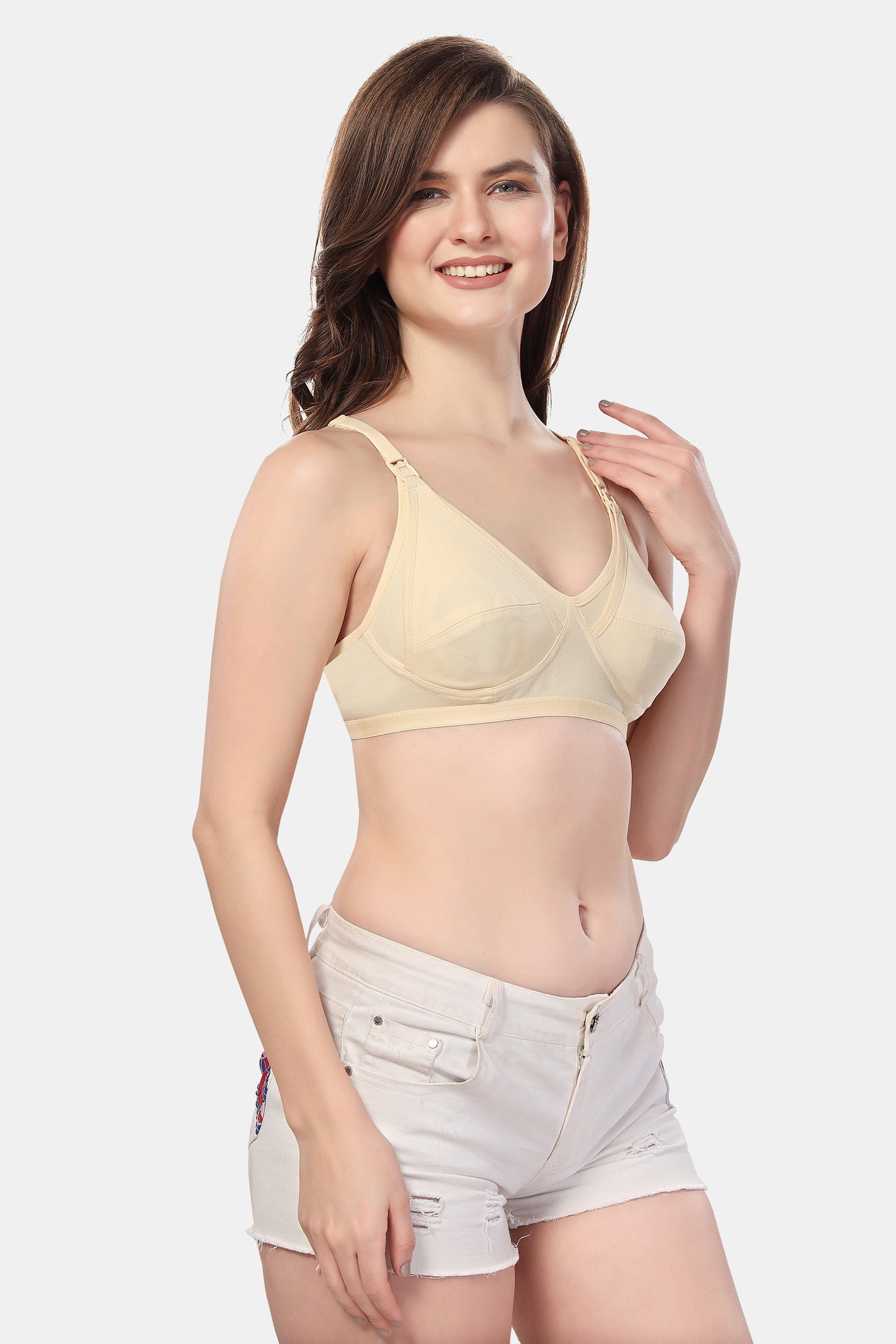 Fabme Women's Skin Seamed Non-Padded Non Wired Nursing Bra