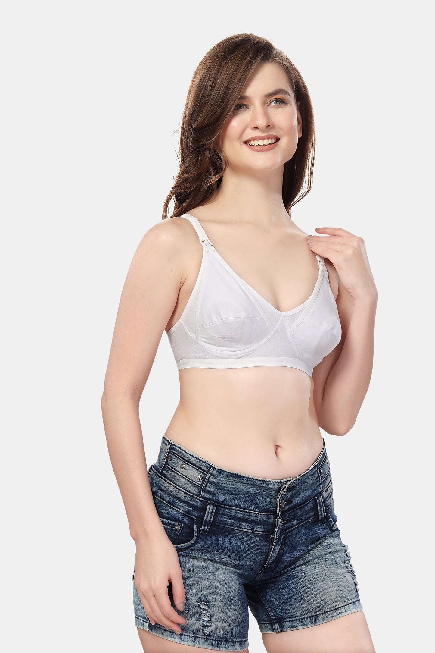 Fabme Women's White Seamed Non-Padded Non Wired Nursing Bra