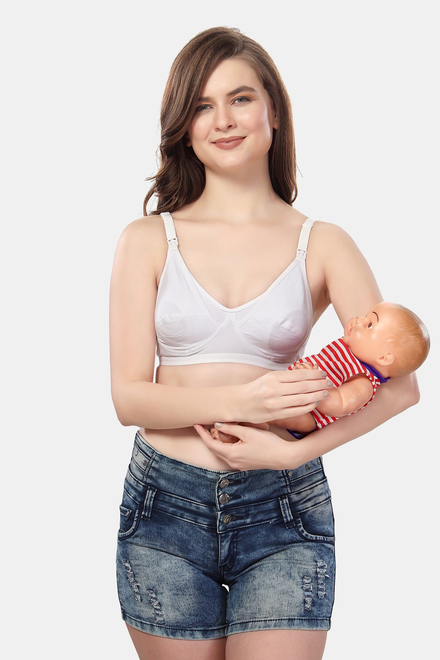 Fabme Women's White Seamed Non-Padded Non Wired Nursing Bra