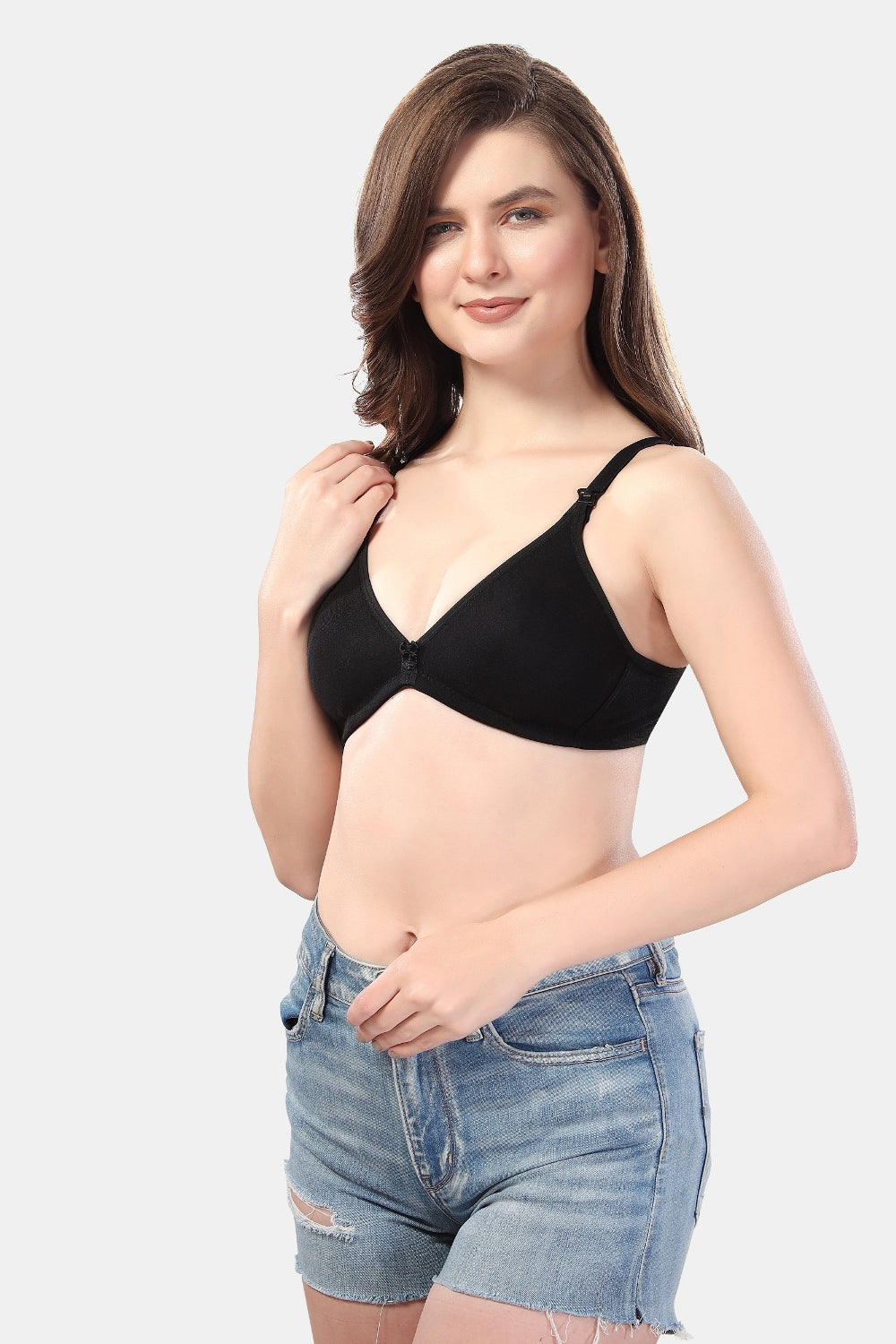 Fabme Women's Black Seamless Non-Padded Non Wired Nursing Bra