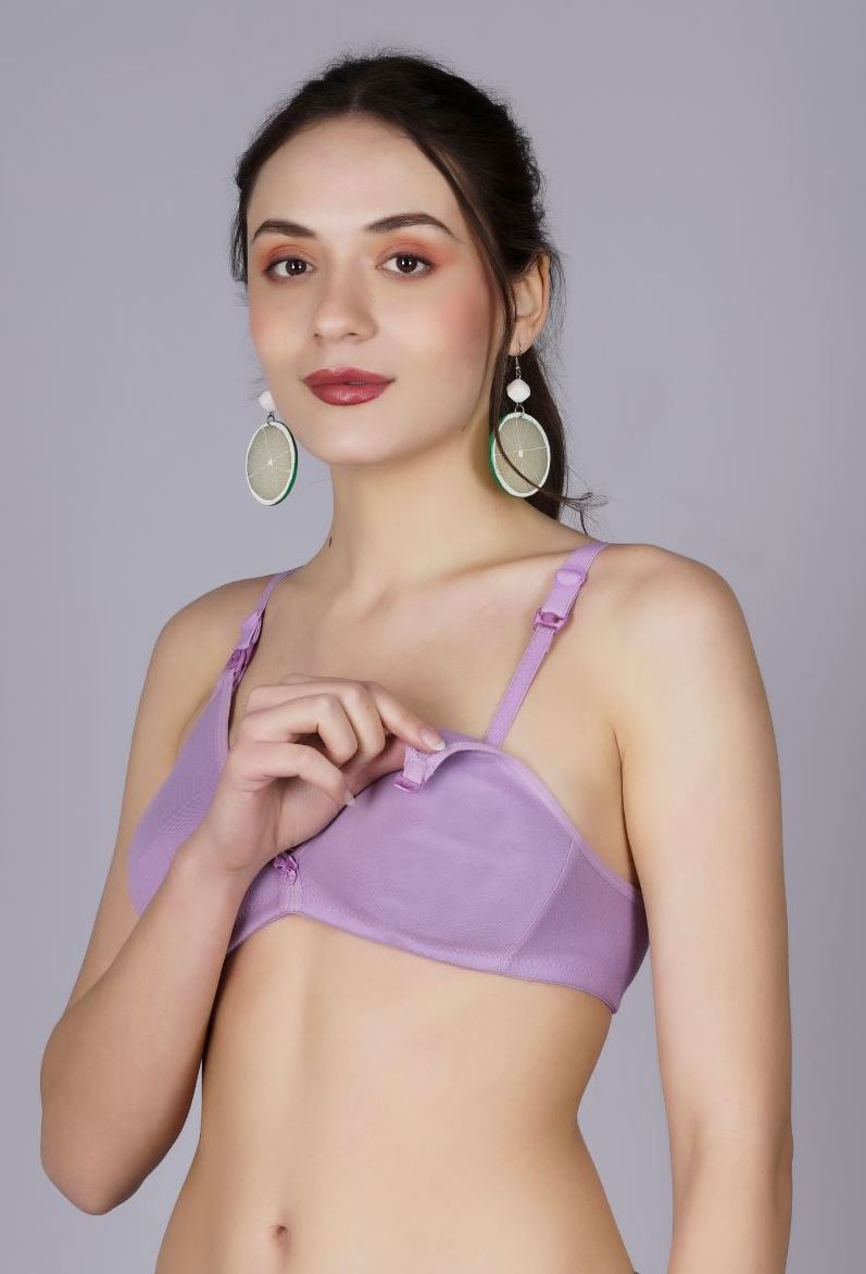 Fabme Women's Lavender Seamless Non-Padded Non Wired Nursing Bra