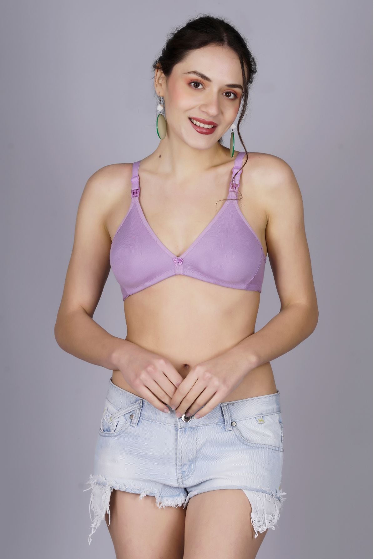Fabme Women's Lavender Seamless Non-Padded Non Wired Nursing Bra