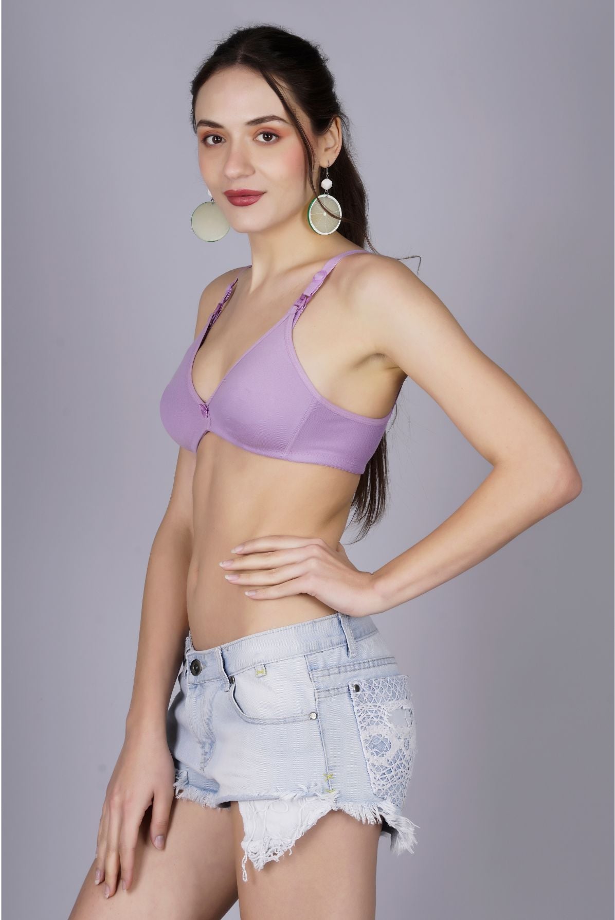 Fabme Women's Lavender Seamless Non-Padded Non Wired Nursing Bra