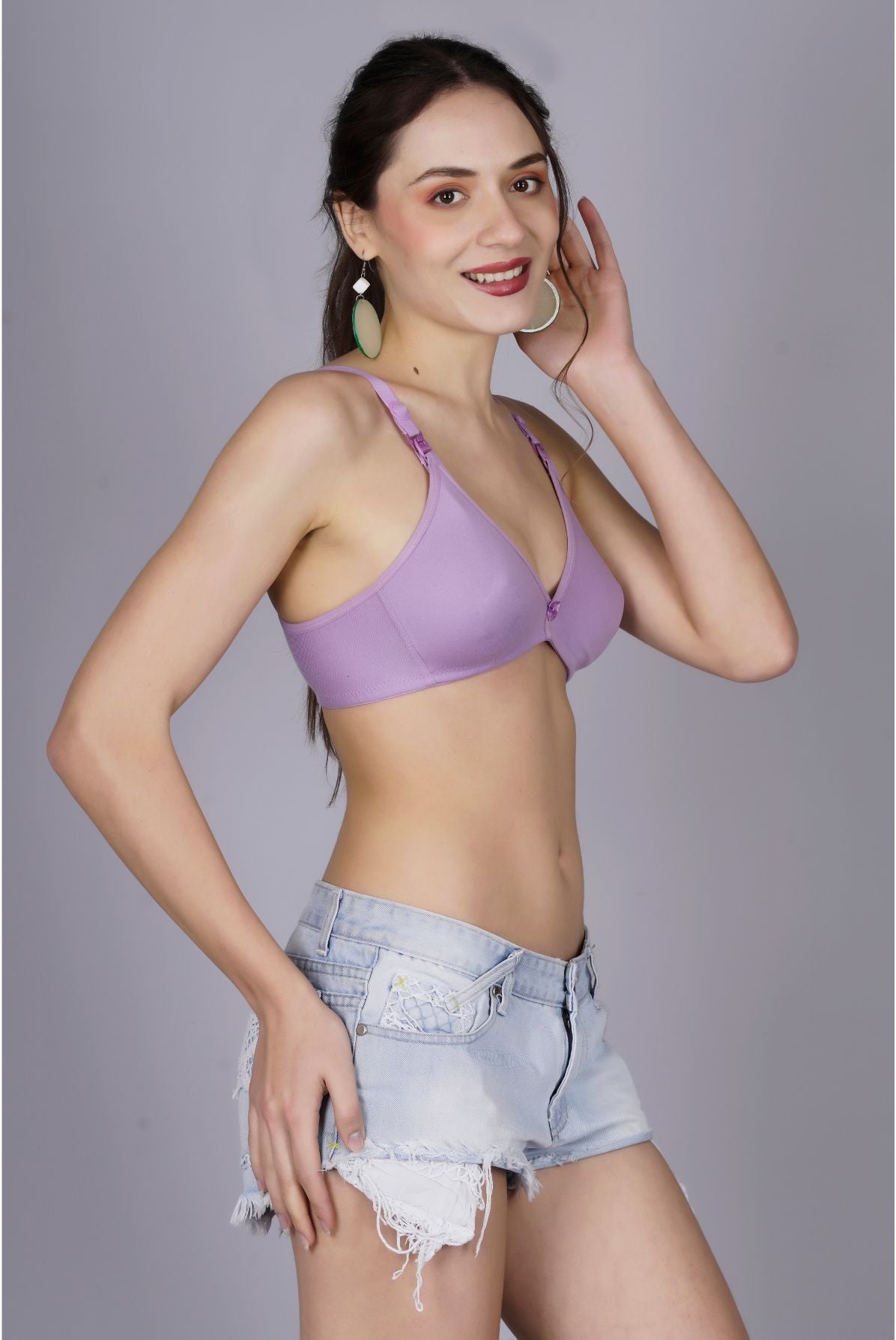 Fabme Women's Lavender Seamless Non-Padded Non Wired Nursing Bra