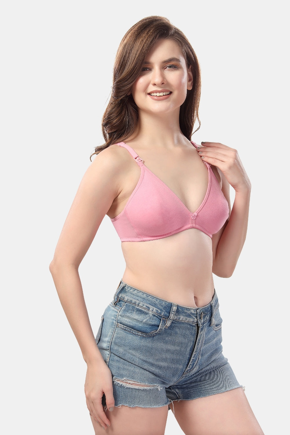 Fabme Women's Pink Seamless Non-Padded Non Wired Nursing Bra
