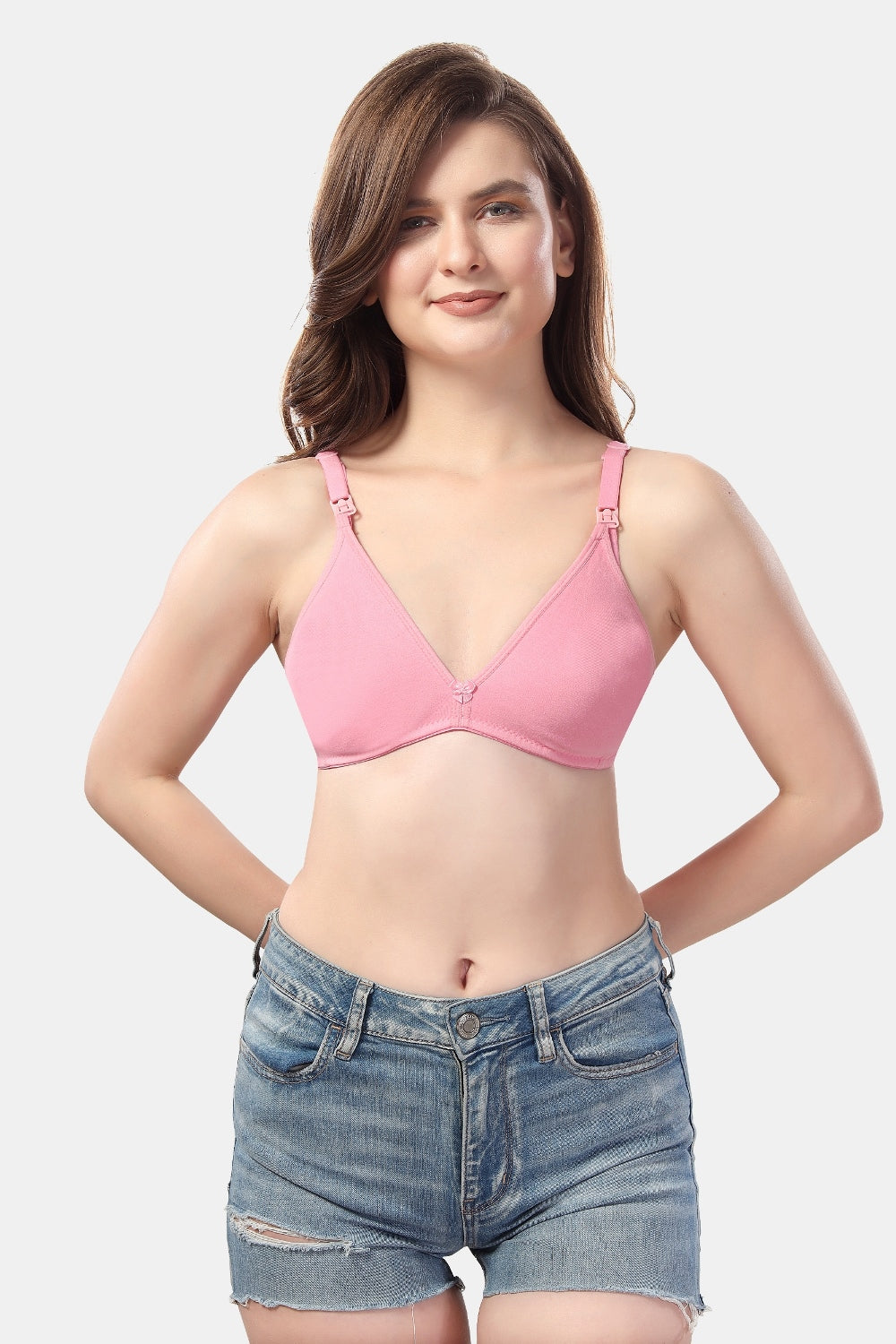 Fabme Women's Pink Seamless Non-Padded Non Wired Nursing Bra