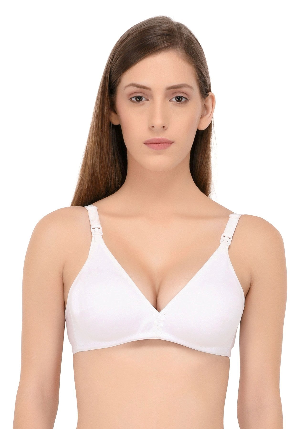 Fabme Women's White Seamless Non-Padded Non Wired Nursing Bra
