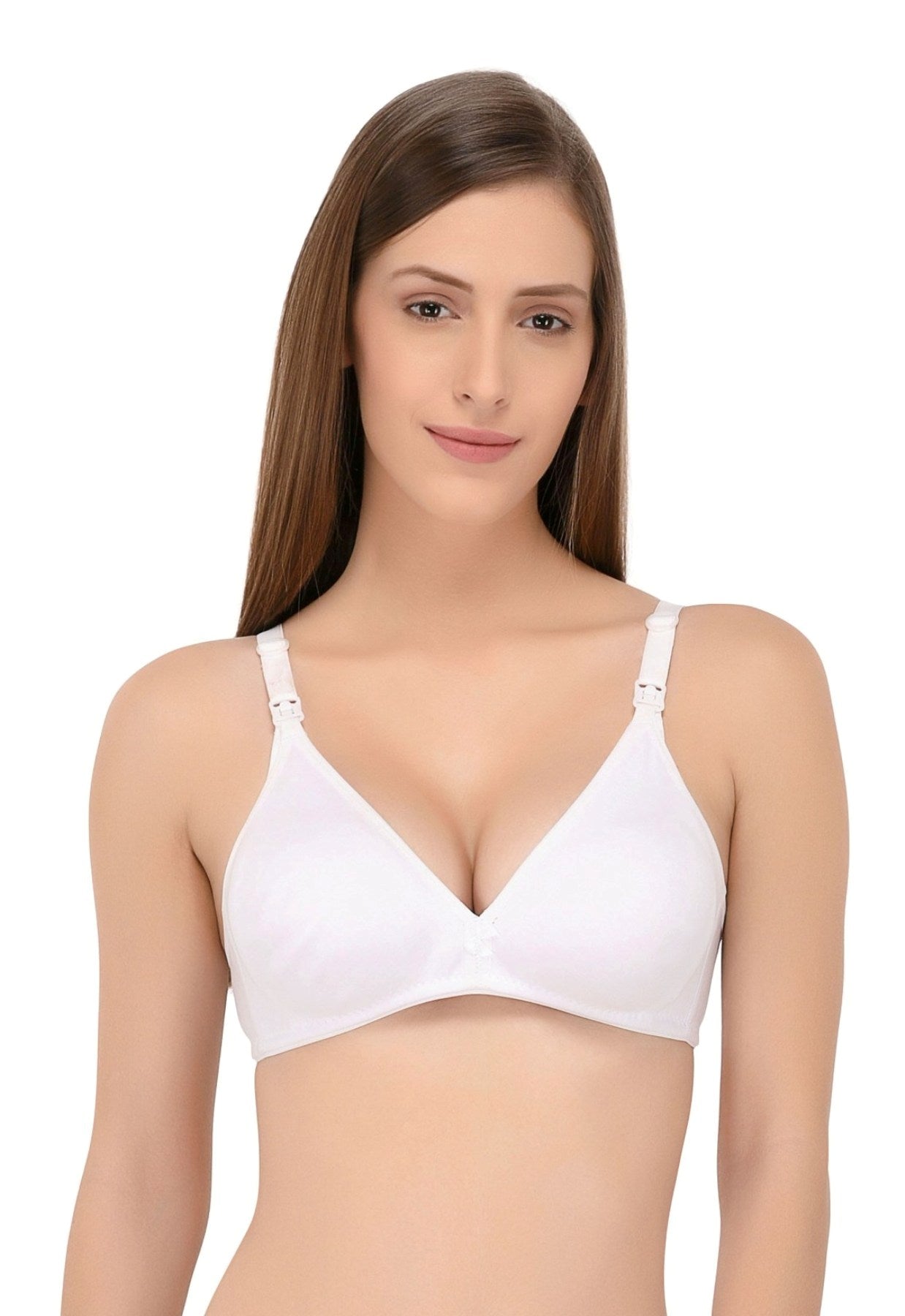 Fabme Women's White Seamless Non-Padded Non Wired Nursing Bra