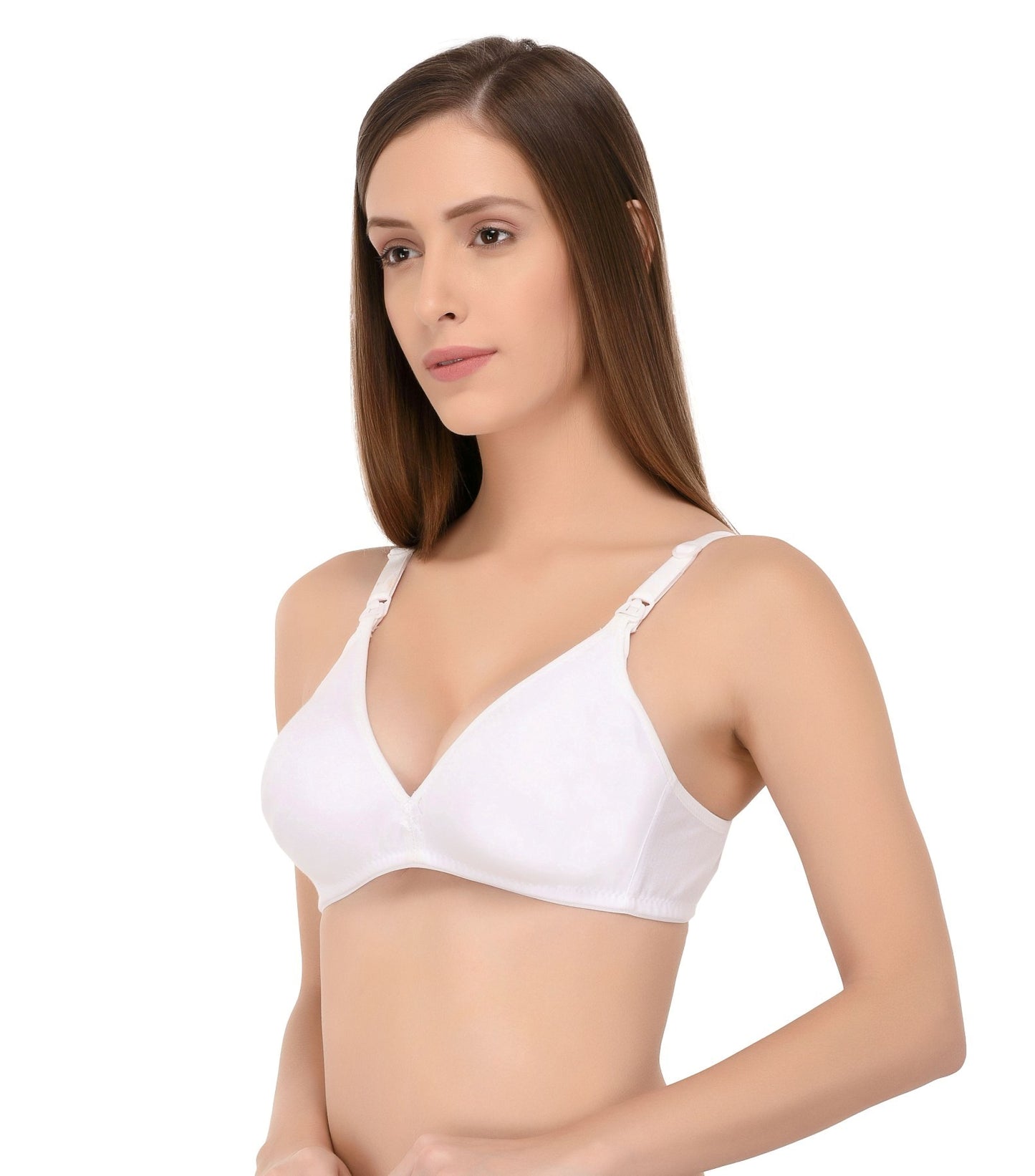Fabme Women's White Seamless Non-Padded Non Wired Nursing Bra