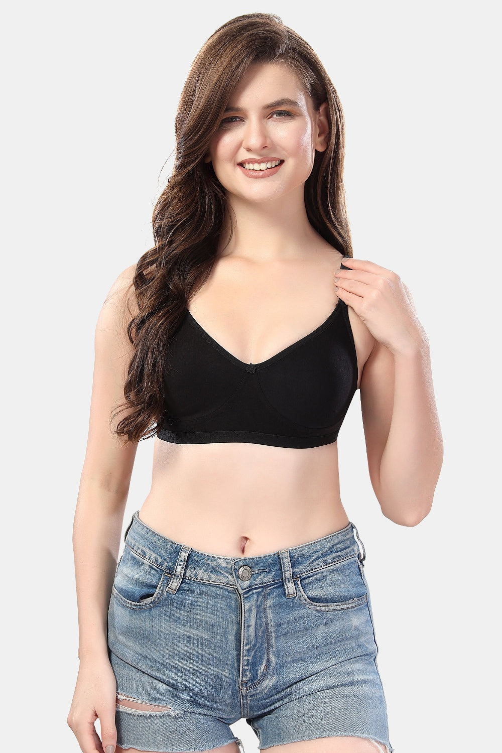 Fabme Women's Black Seamless Non-Padded Non Wired Everyday Bra