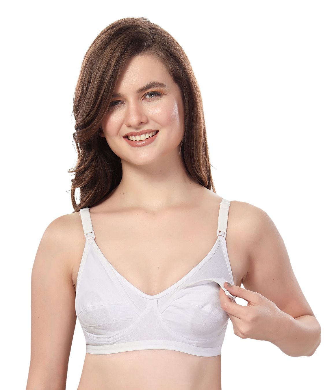 Fabme Women's White Seamed Non-Padded Non Wired Nursing Bra