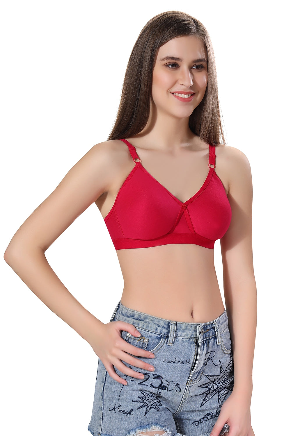 Fabme Women's Dark Pink Seamless Non-Padded Non Wired Everyday Bra