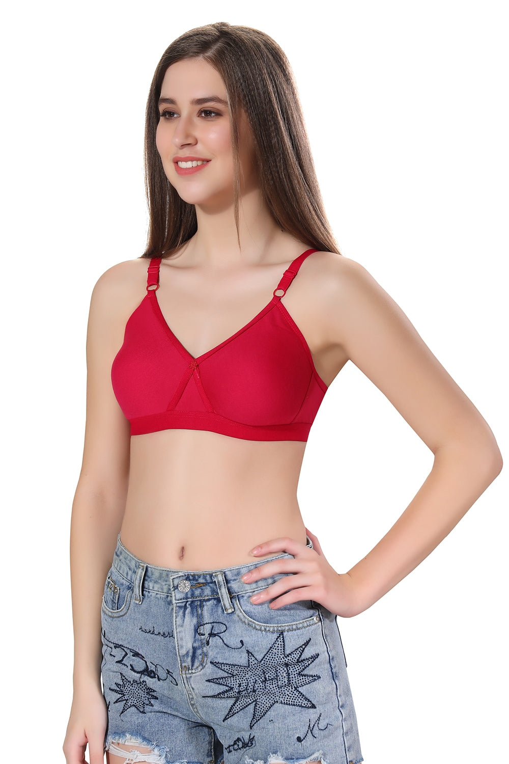 Fabme Women's Dark Pink Seamless Non-Padded Non Wired Everyday Bra