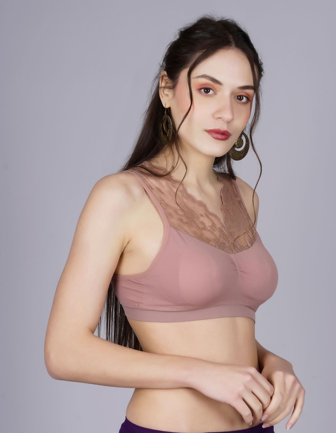 Fabme Women's Brown Padded Full Coverace Bra