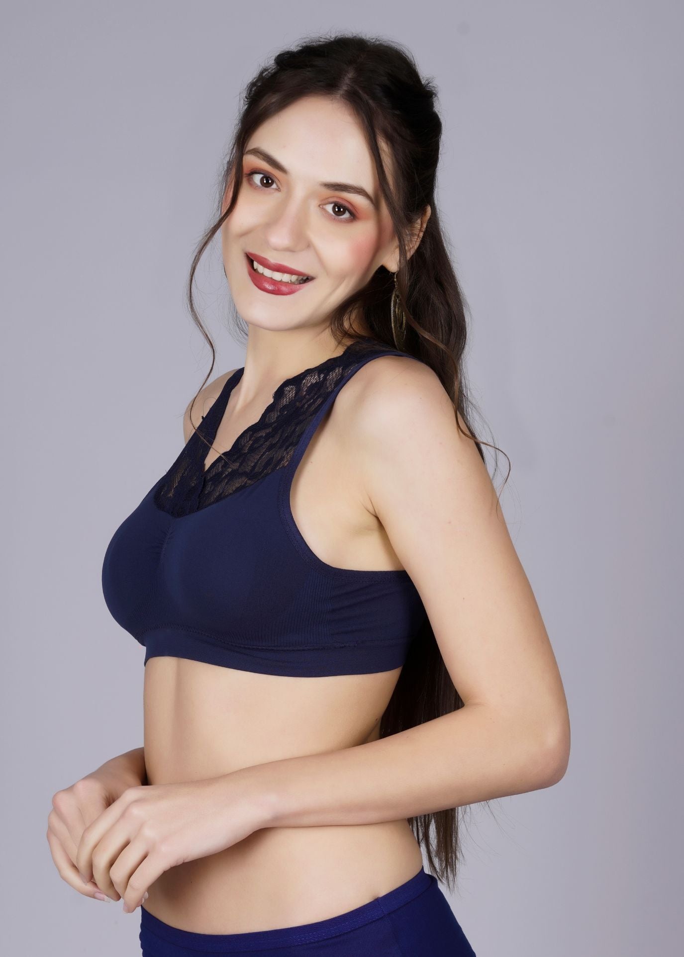 Fabme Women's Blue Padded Full Coverace Bra