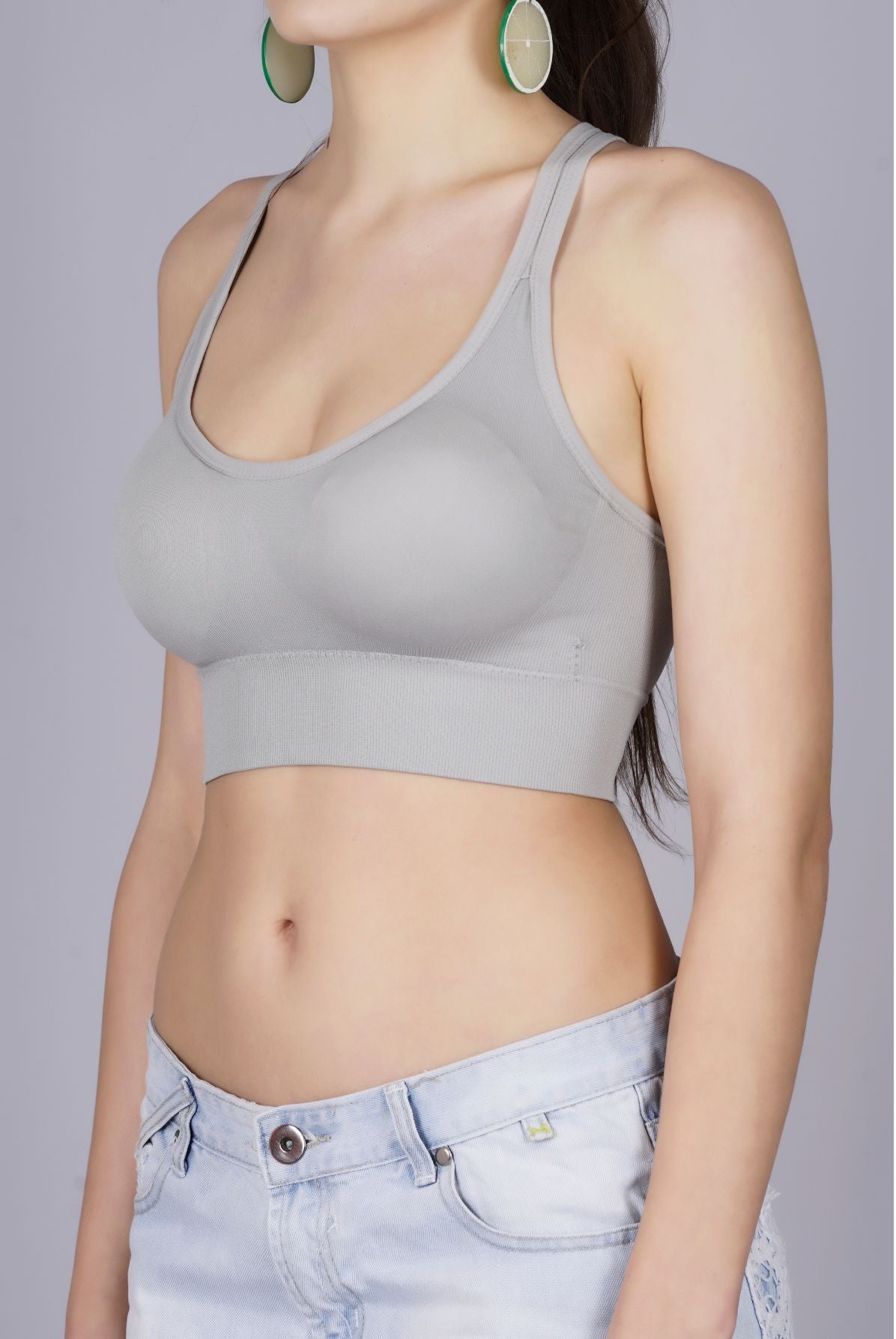 Fabme Women's Grey Padded Sporta Bra Bra