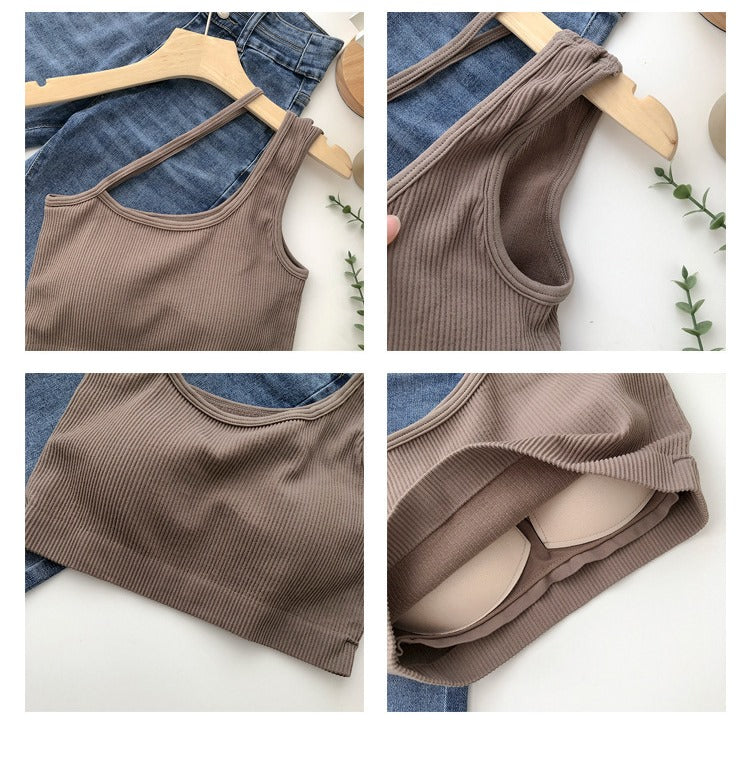 Fabme Women's Chocolate One Shoulder Padded Bra