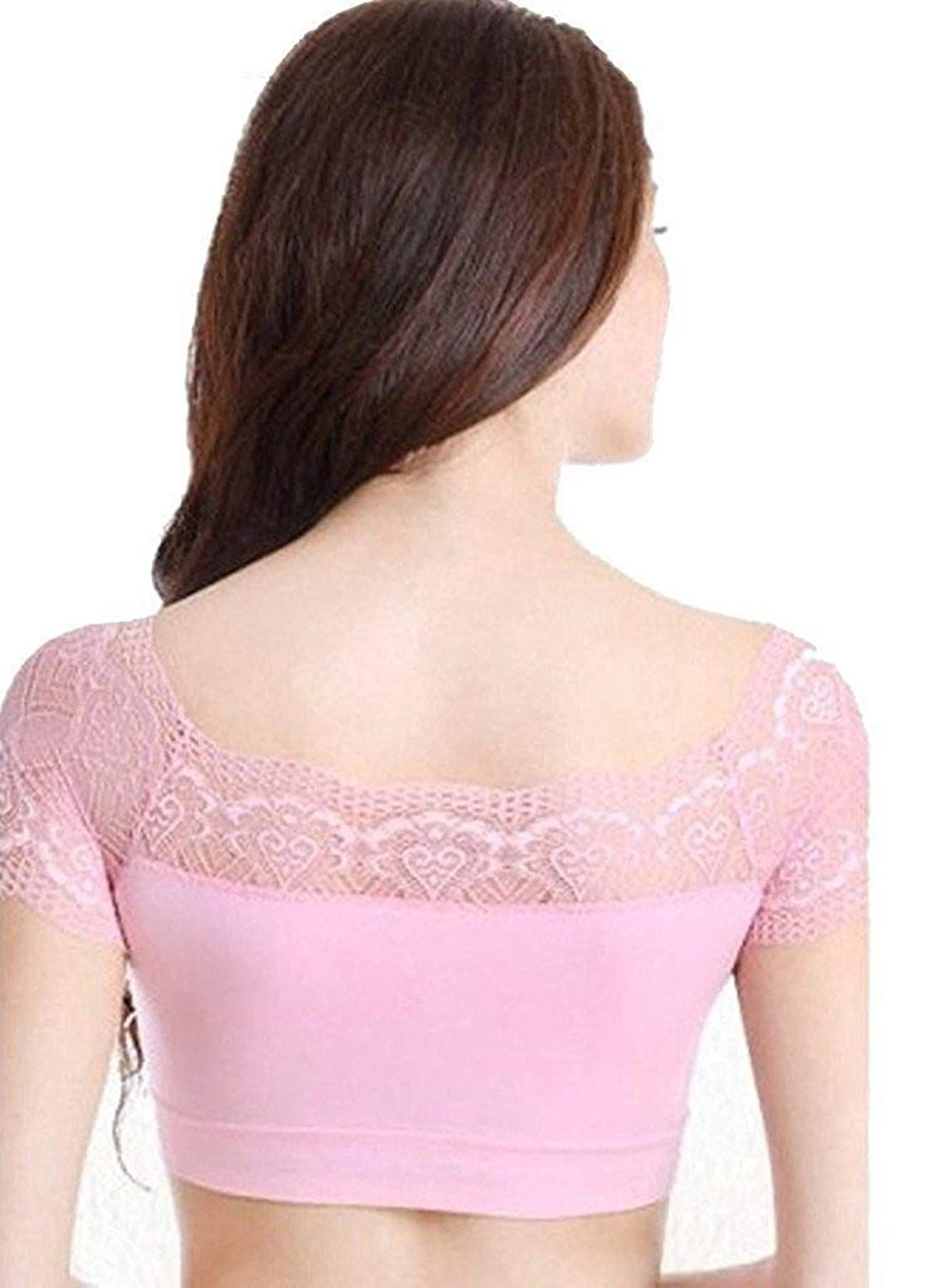 Fabme Women's Pink Crop top, Blouse, Padded Non-Wired Bra
