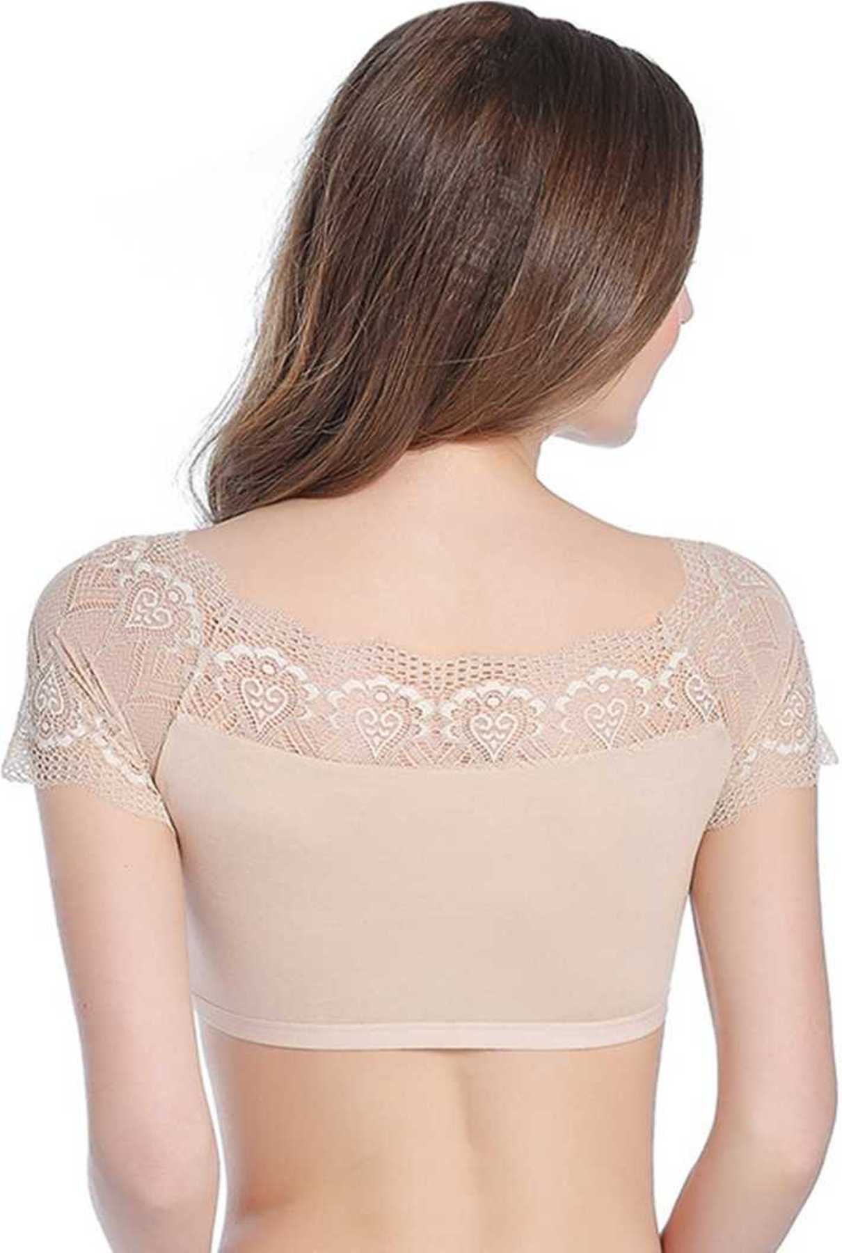 Fabme Women's Skin Crop top, Blouse, Padded Non-Wired Bra