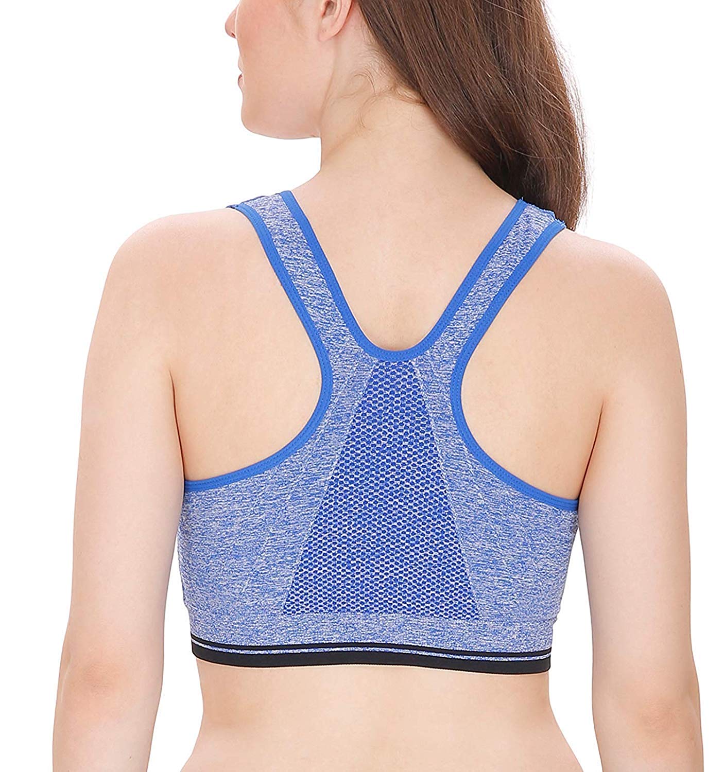 Fabme Women's Blue Sports , Front Open, Padded Non-Wired Bra