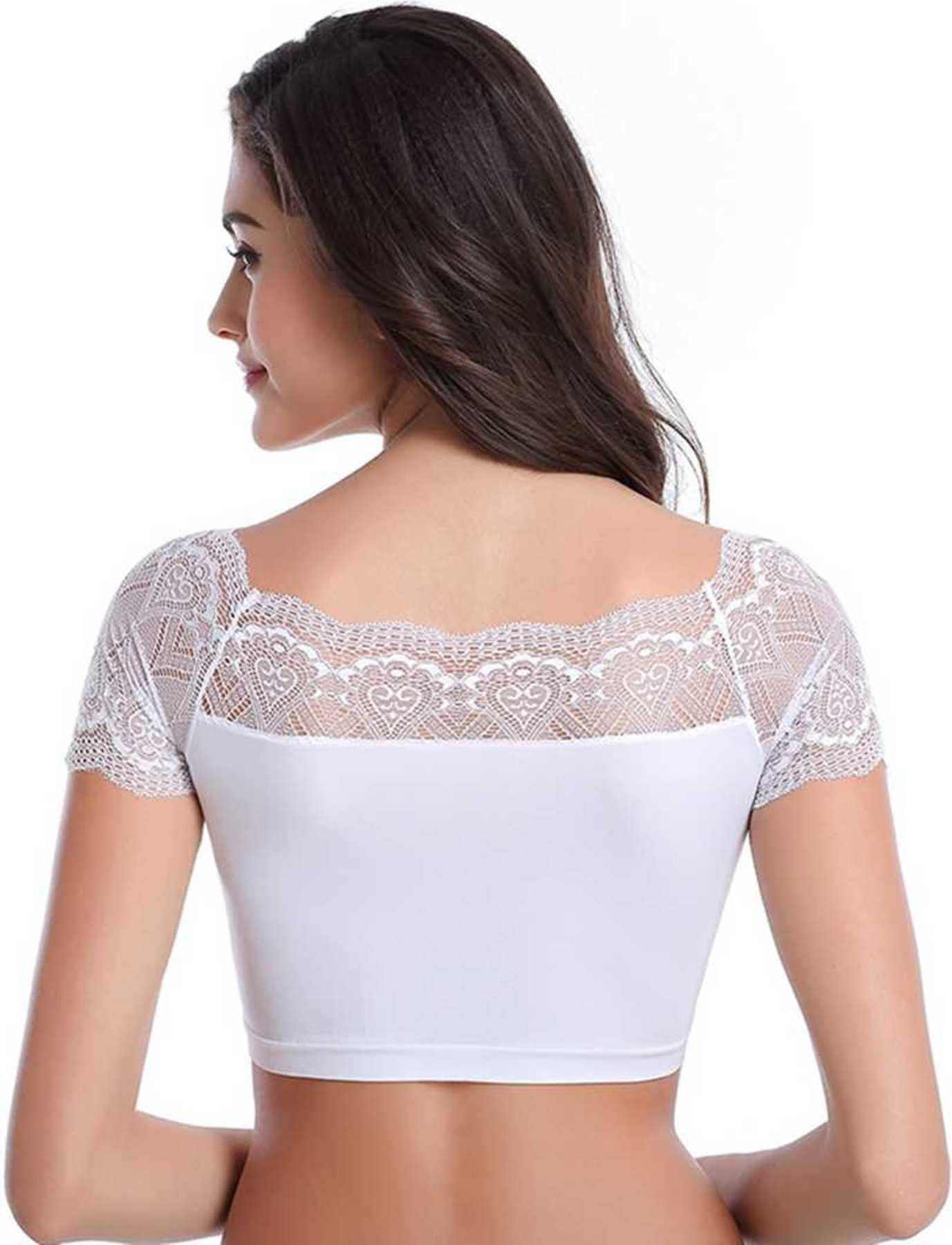 Fabme Women's White Crop top, Blouse, Padded Non-Wired Bra