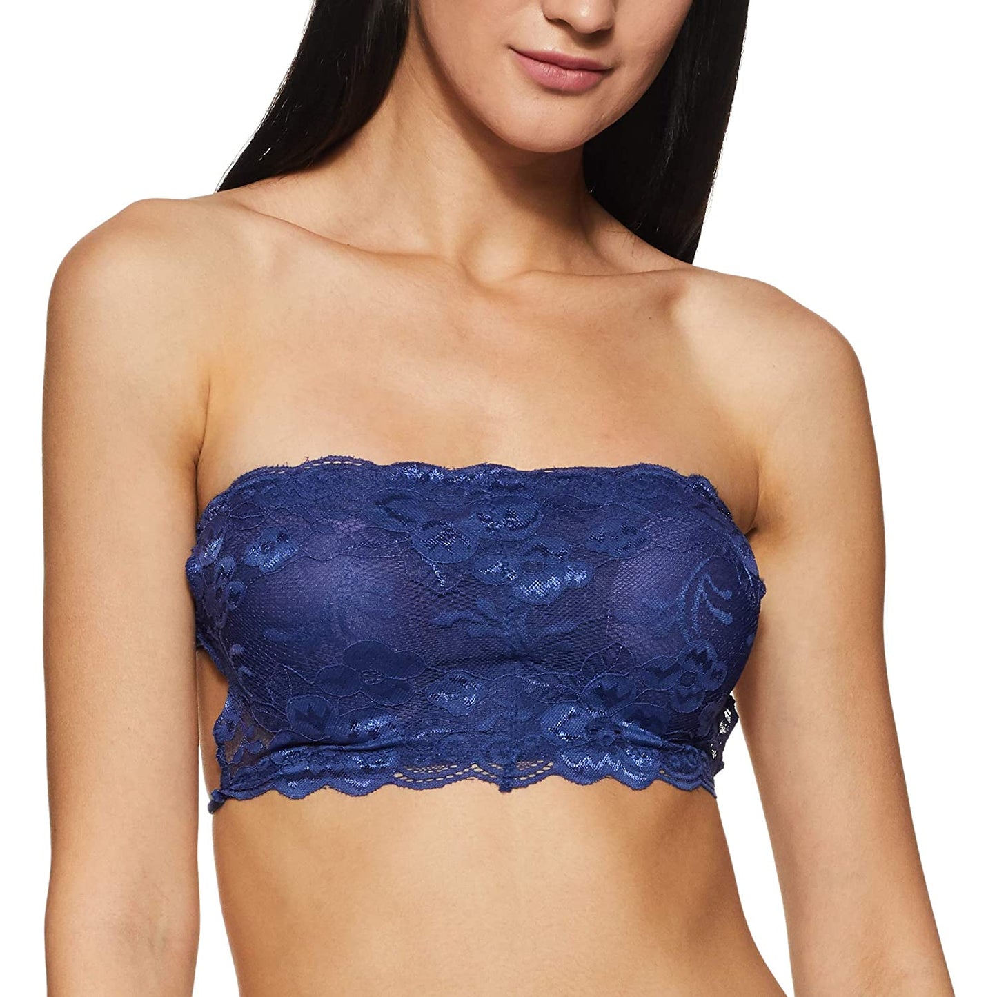 Fabme Women's Blue Strapless , Zig zag back, Padded Non-Wired Bra