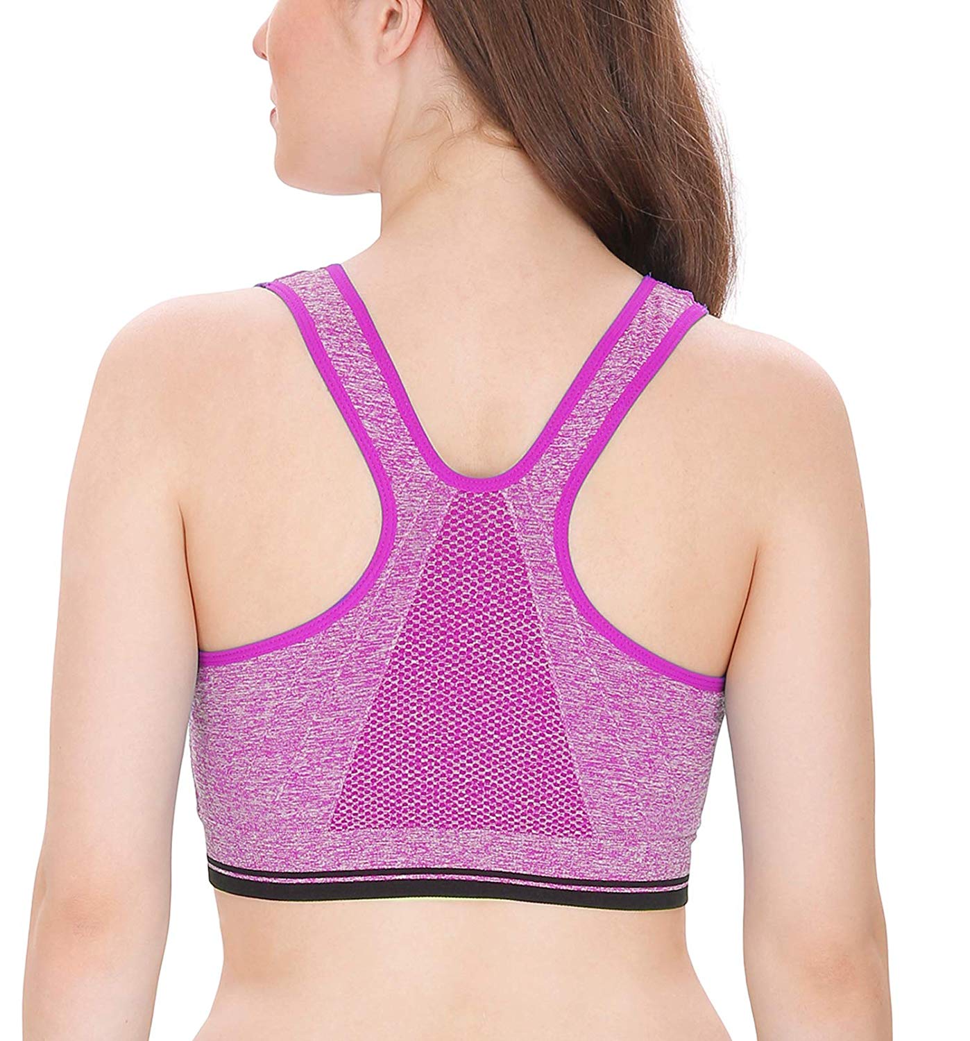 Fabme Women's Purple Sports , Front Open, Padded Non-Wired Bra