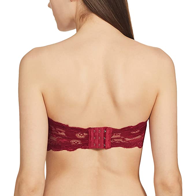 Fabme Women's Maroon Strapless , Back Closure, Padded Non-Wired Bra