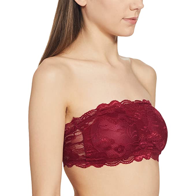 Fabme Women's Maroon Strapless , Back Closure, Padded Non-Wired Bra