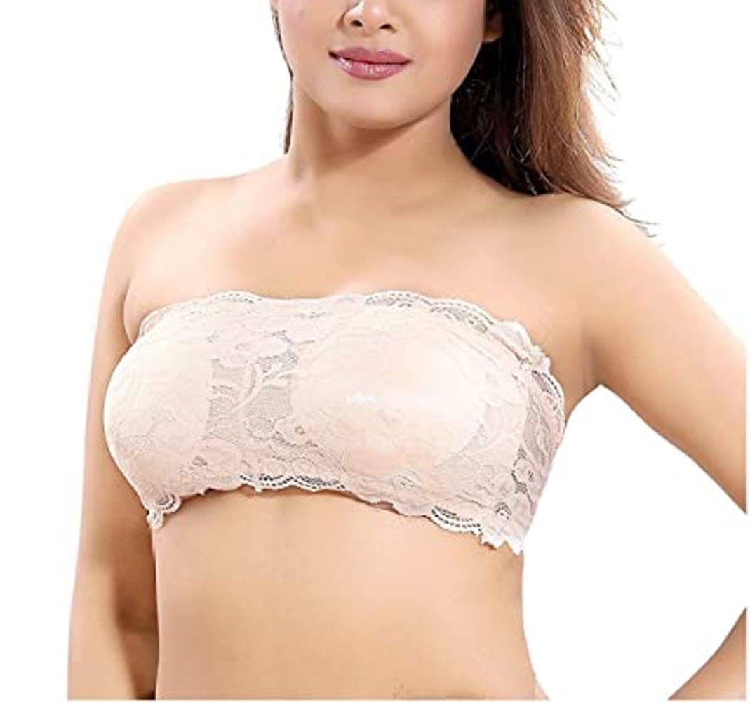 Fabme Women's Skin Strapless , Back Closure, Padded Non-Wired Bra