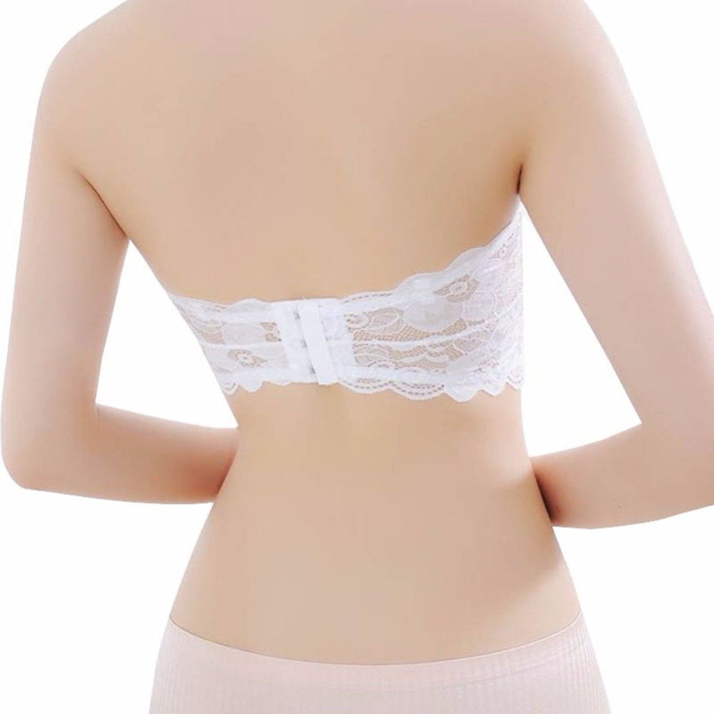 Fabme Women's White Strapless , Back Closure, Padded Non-Wired Bra