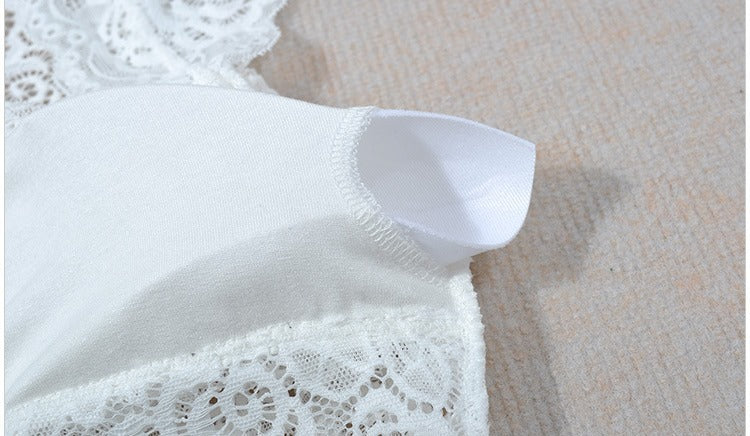 Fabme Women's White Crop top, Lace, Padded Non-Wired Bra