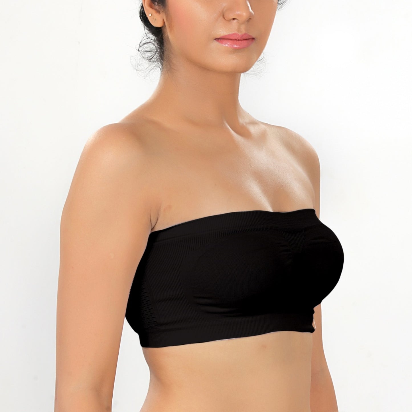 Fabme Women's Black Strapless , , Non-Padded Non-Wired Bra