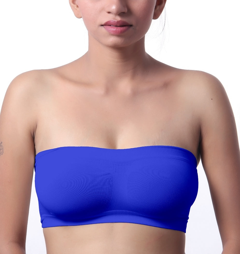 Fabme Women's Blue Strapless , , Non-Padded Non-Wired Bra