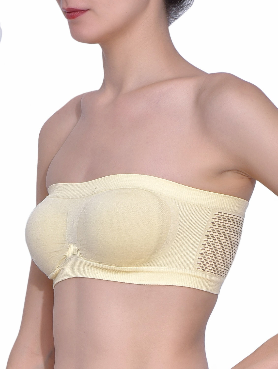 Fabme Women's Cream Strapless , , Non-Padded Non-Wired Bra