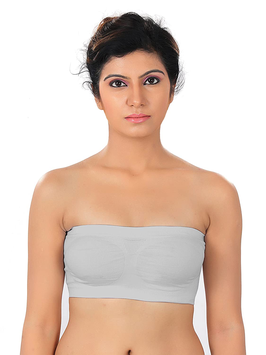 Fabme Women's Grey Strapless , , Non-Padded Non-Wired Bra