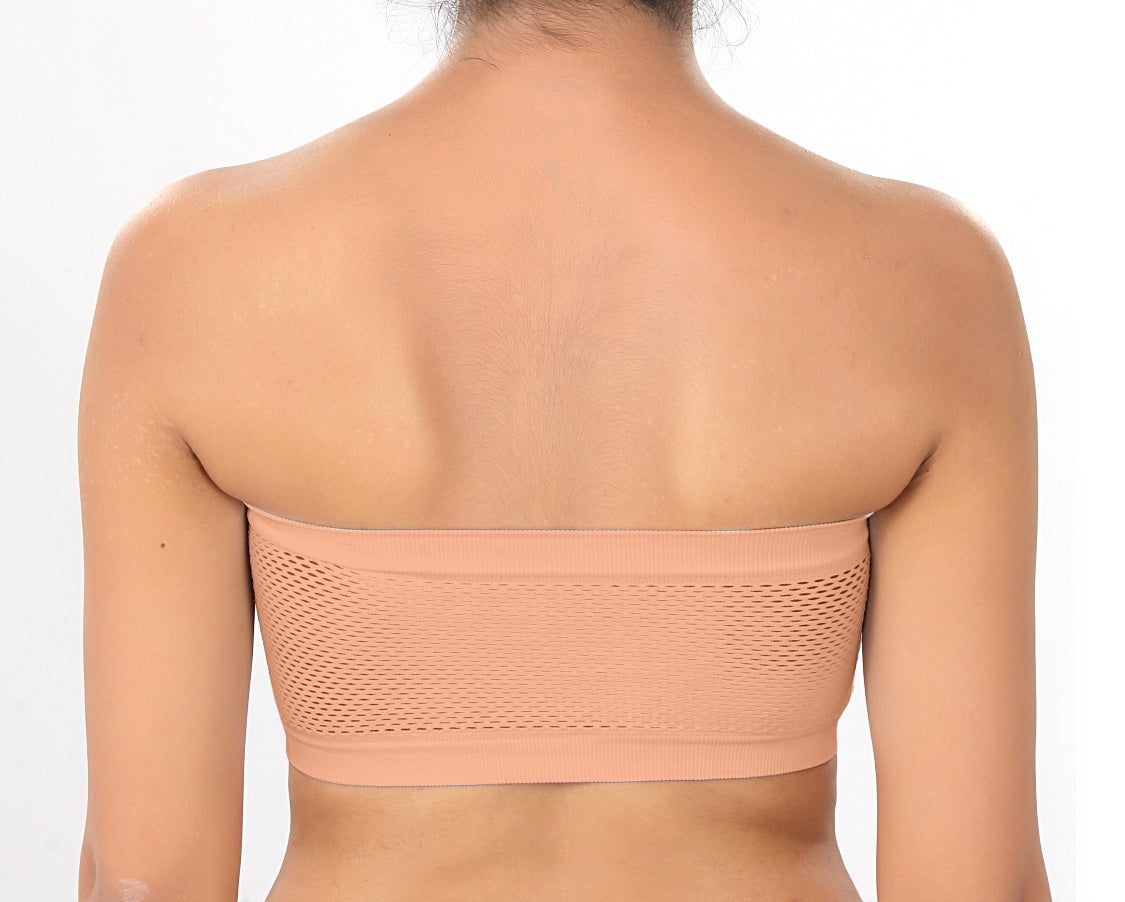 Fabme Women's Light Orange Strapless , , Non-Padded Non-Wired Bra