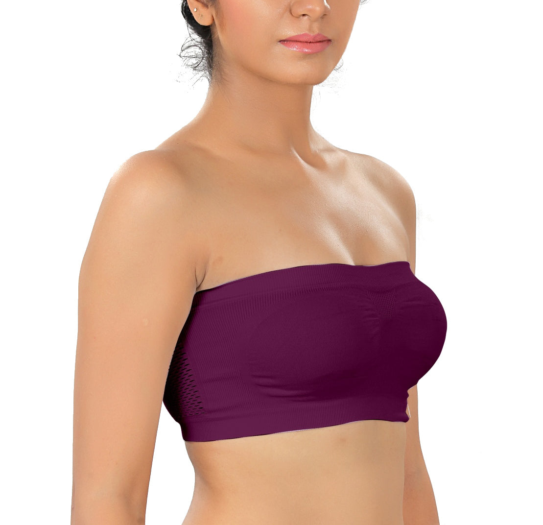 Fabme Women's Purple Strapless , , Non-Padded Non-Wired Bra