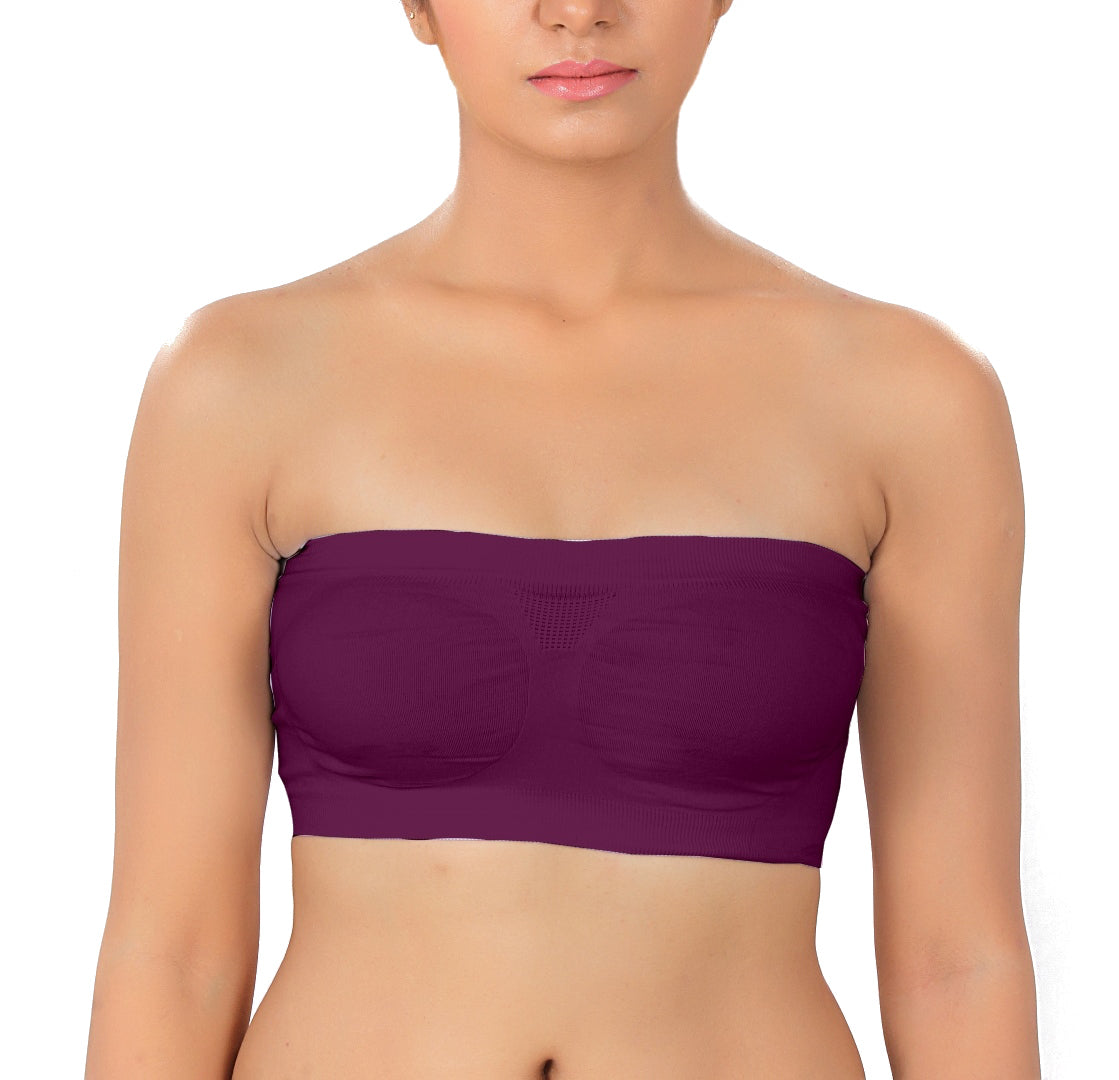 Fabme Women's Purple Strapless , , Non-Padded Non-Wired Bra