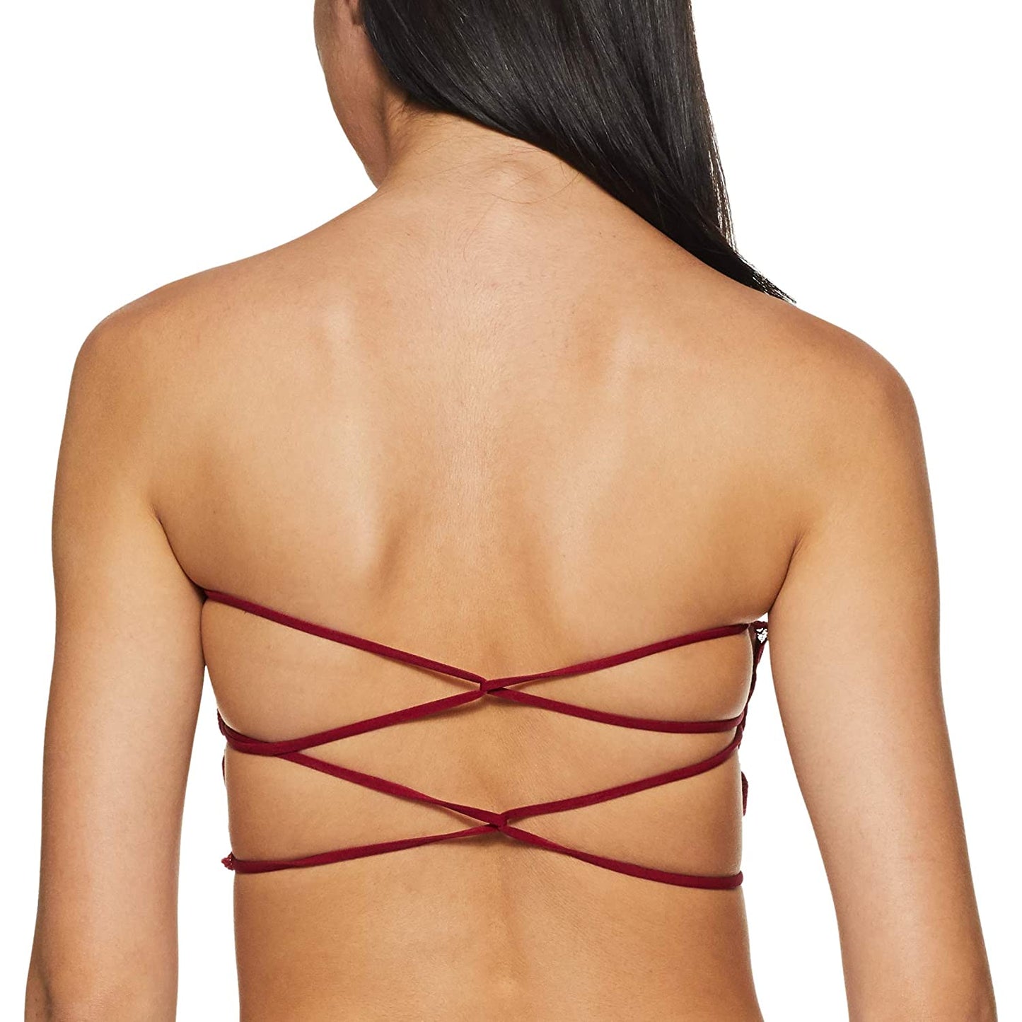 Fabme Women's Maroon Strapless , Zig zag back, Padded Non-Wired Bra