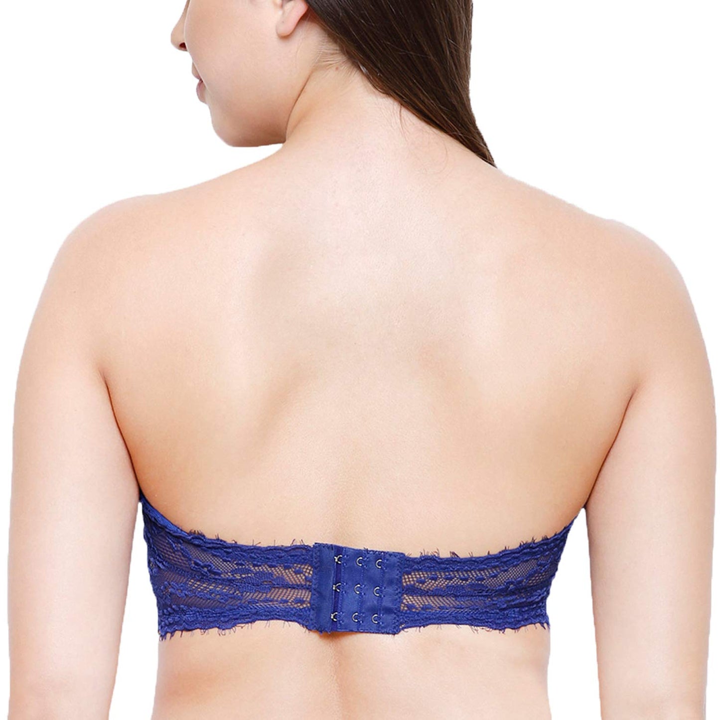 Fabme Women's Blue Strapless , Back Closure, Padded Non-Wired Bra