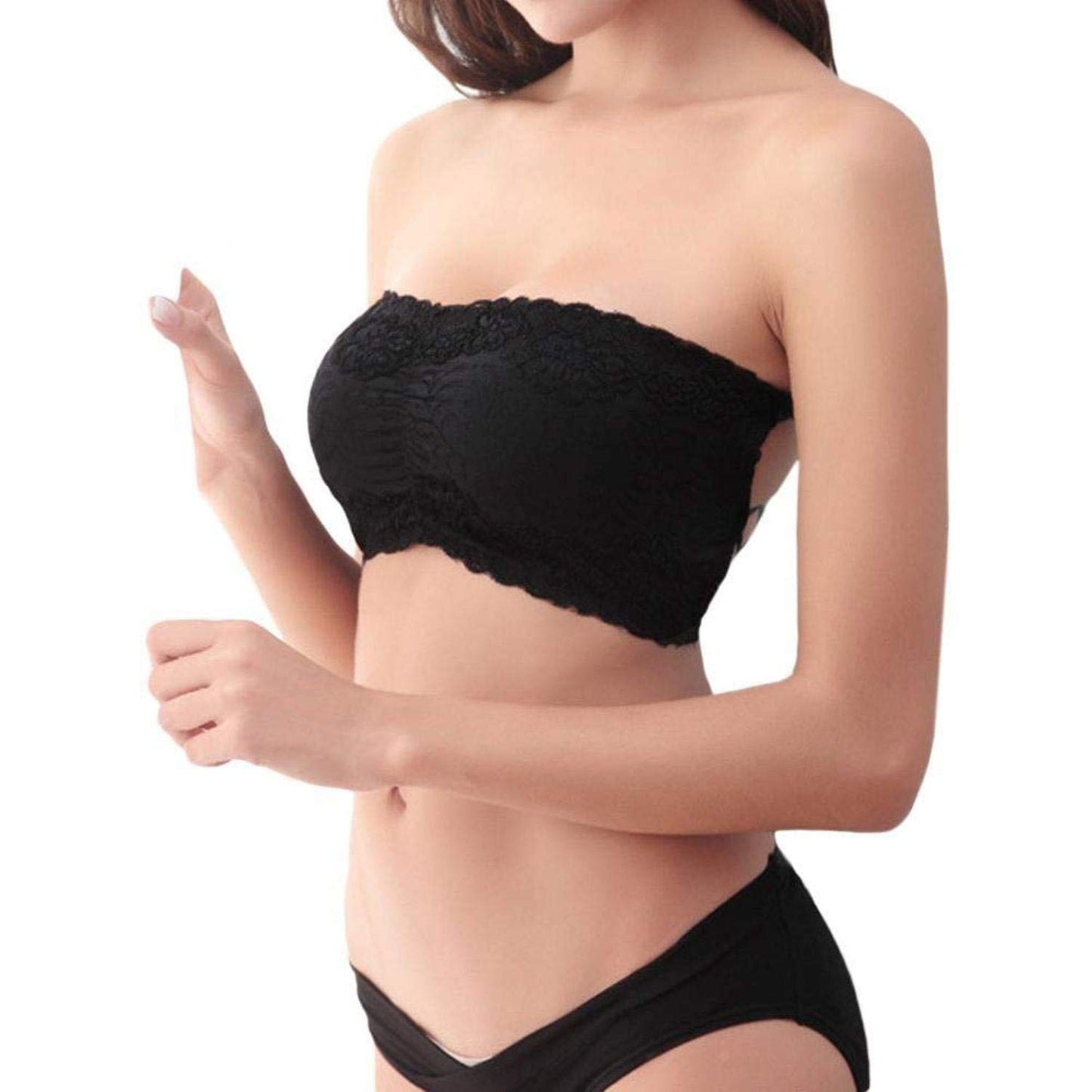 Fabme Women's Black Strapless , Zig zag back, Padded Non-Wired Bra