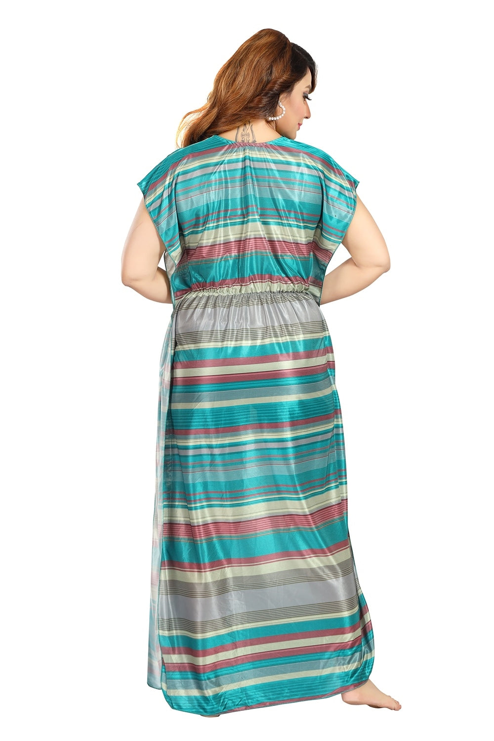Fabme Women's Dark Green Horizontal Zip Alpine Cotton Knee Length Maternity Night Dress Nighty