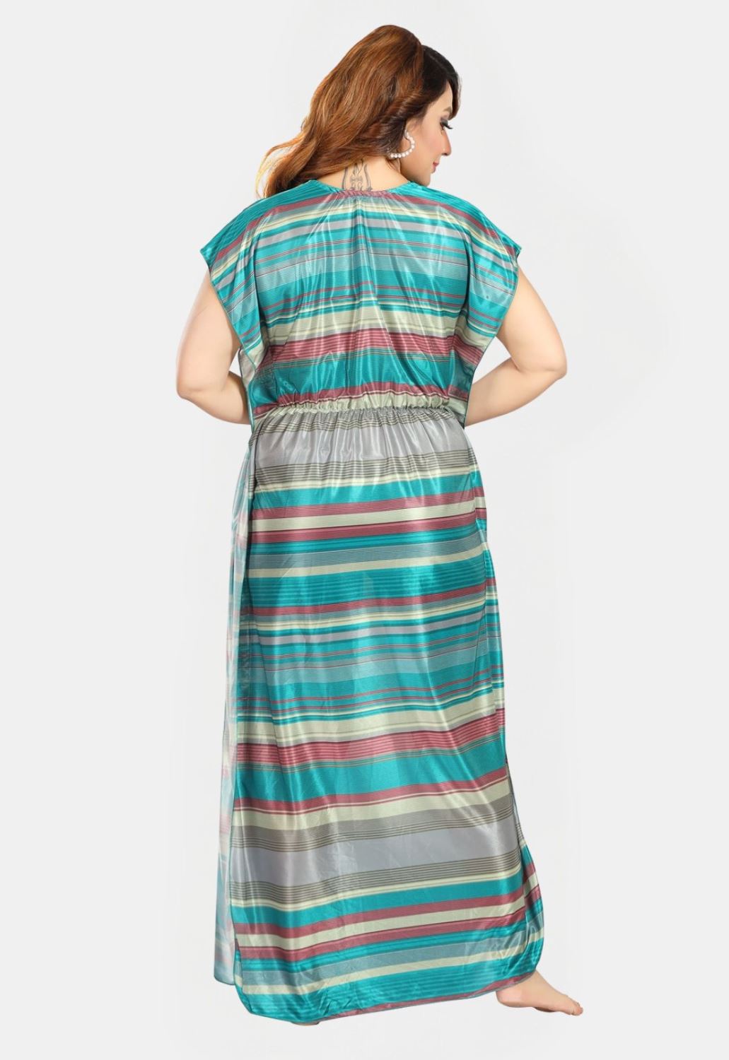 Fabme Women's Dark Green Horizontal Zip Alpine Cotton Knee Length Maternity Night Dress Nighty