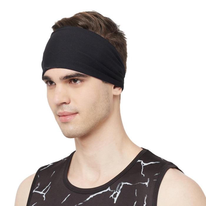 Fabme Unisex Black Headband for Yoga, Gym, Zumba, Jogging, Cycling