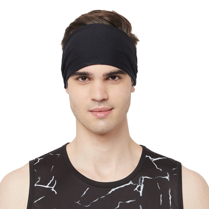 Fabme Unisex Black Headband for Yoga, Gym, Zumba, Jogging, Cycling