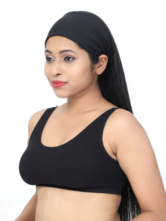 Fabme Unisex Black Headband for Yoga, Gym, Zumba, Jogging, Cycling