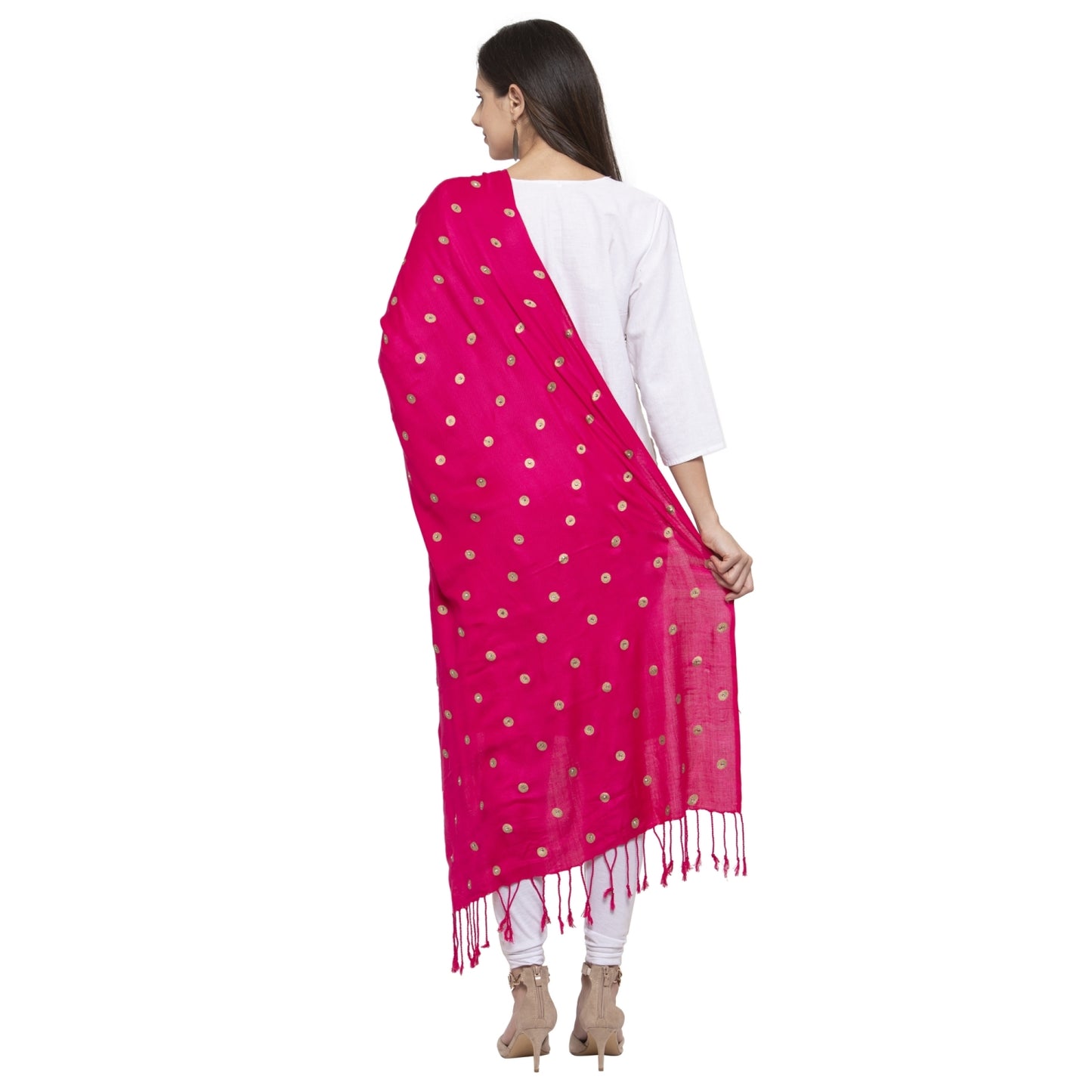 Fabme Women's Full Size, Soft Rayon, Golden Pearl Work, Dupatta