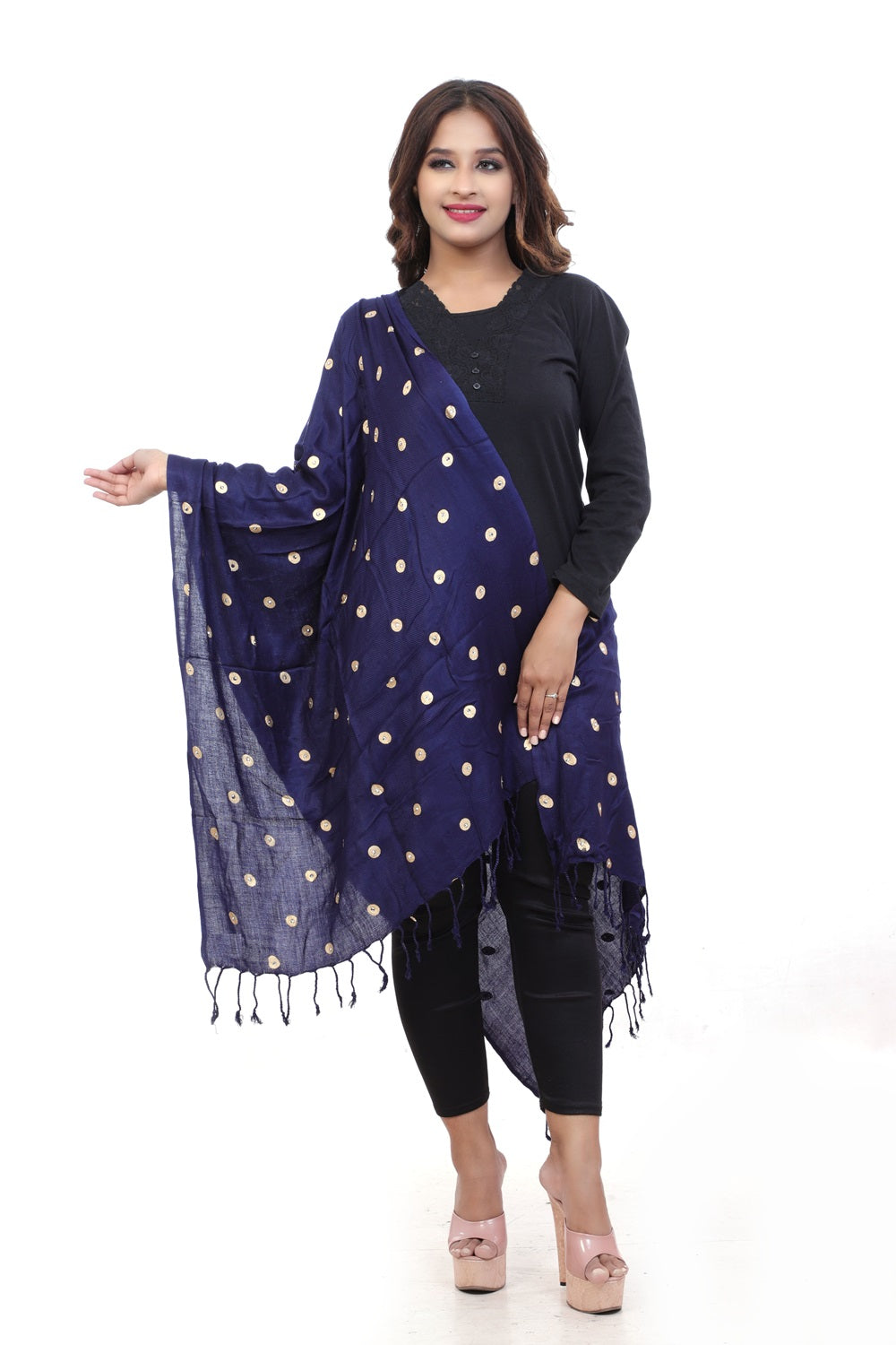 Fabme Women's Full Size, Soft Rayon, Golden Pearl Work, Dupatta