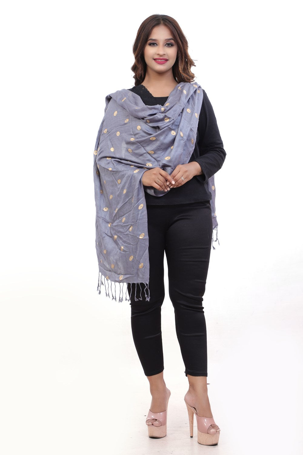 Fabme Women's Full Size, Soft Rayon, Golden Pearl Work, Dupatta